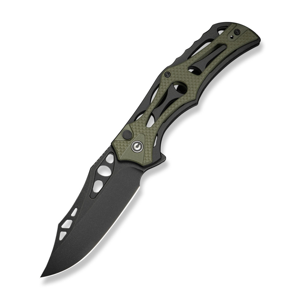 Ніж складаний туристичний Civivi Biophase, (8.9 см) Nitro-V / Aluminum & G10 чорно-зелений