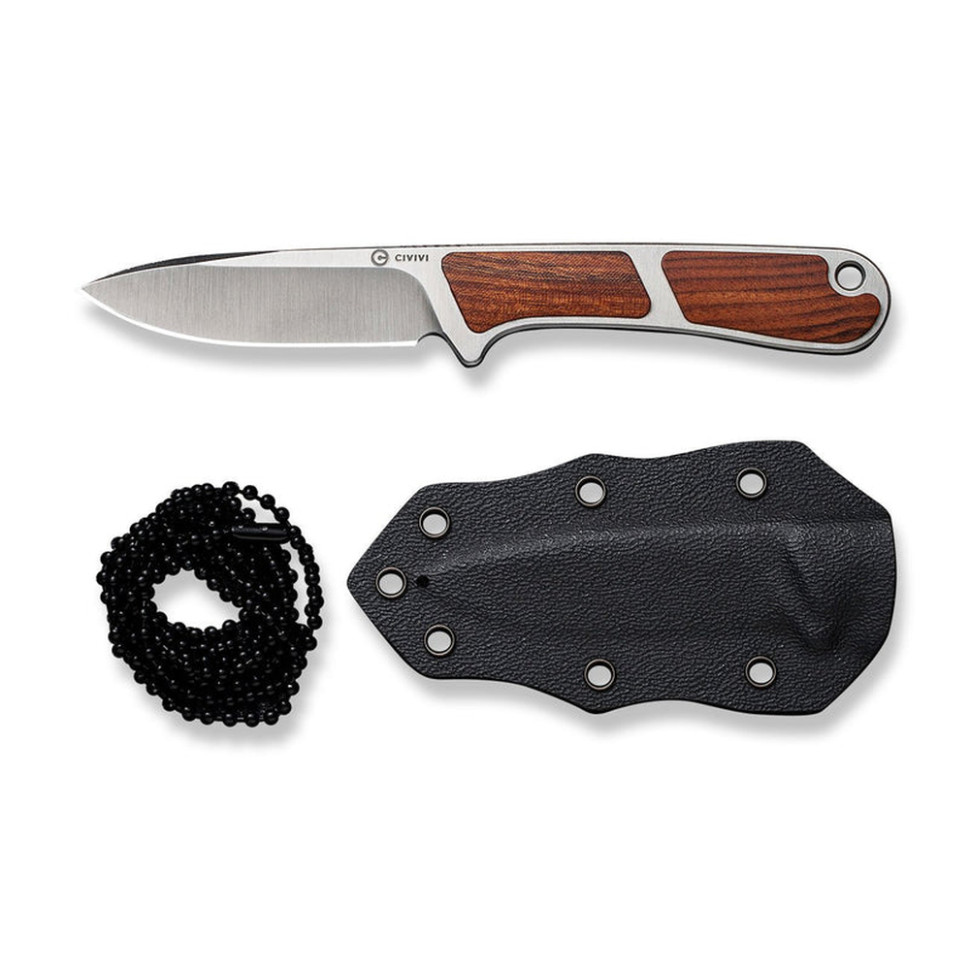 Ніж фіксований кишеньковий Civivi Mini Elementum, (5.7 см) Nitro-V / Guibourtia Wood, дерево з чохлом