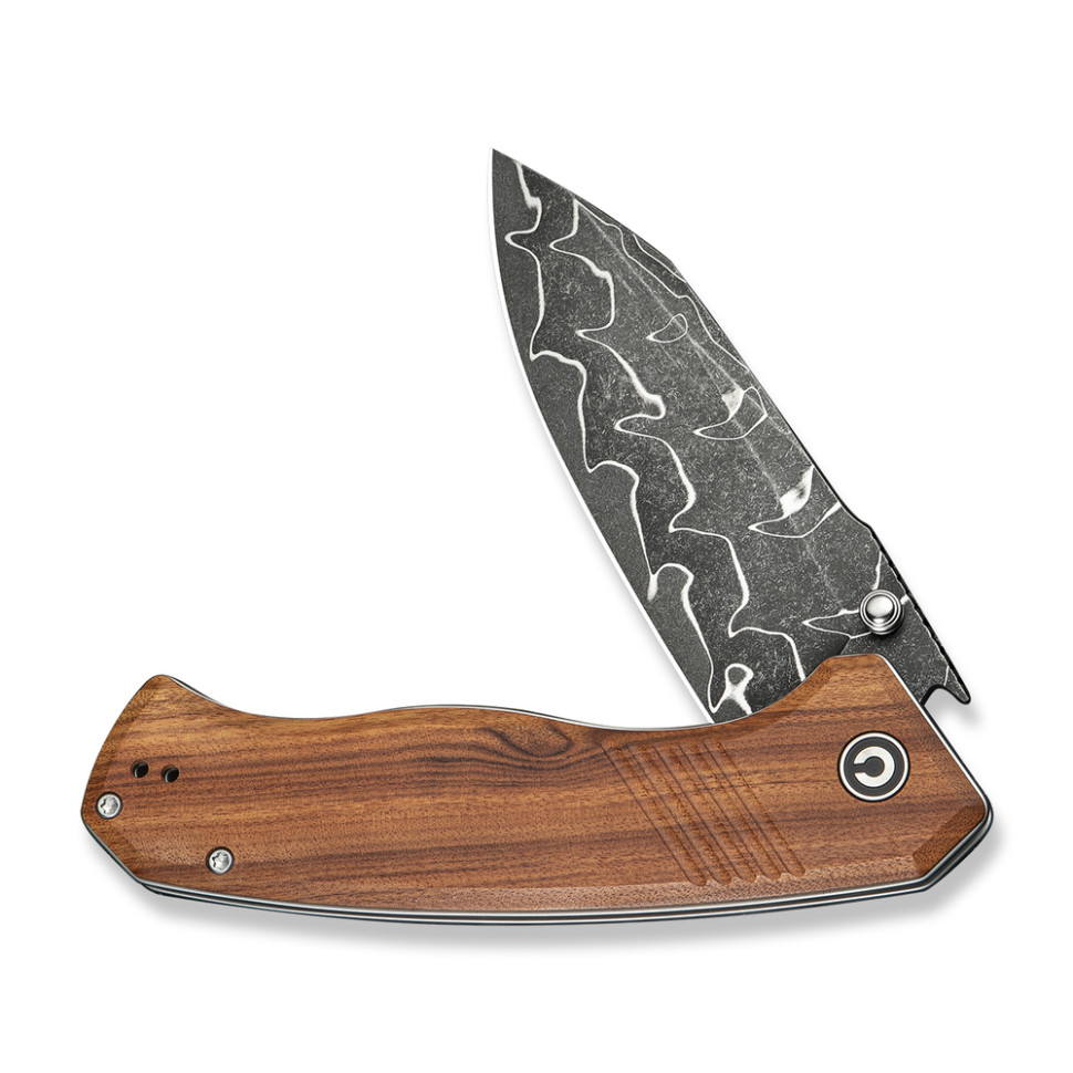 Нож складной туристический Civivi Placoid, (9.3 см) Damascus / Guibourtia Wood
