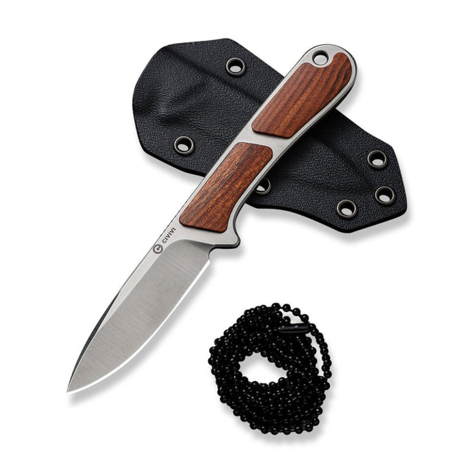 Ніж фіксований кишеньковий Civivi Mini Elementum, (5.7 см) Nitro-V / Guibourtia Wood, дерево з чохлом