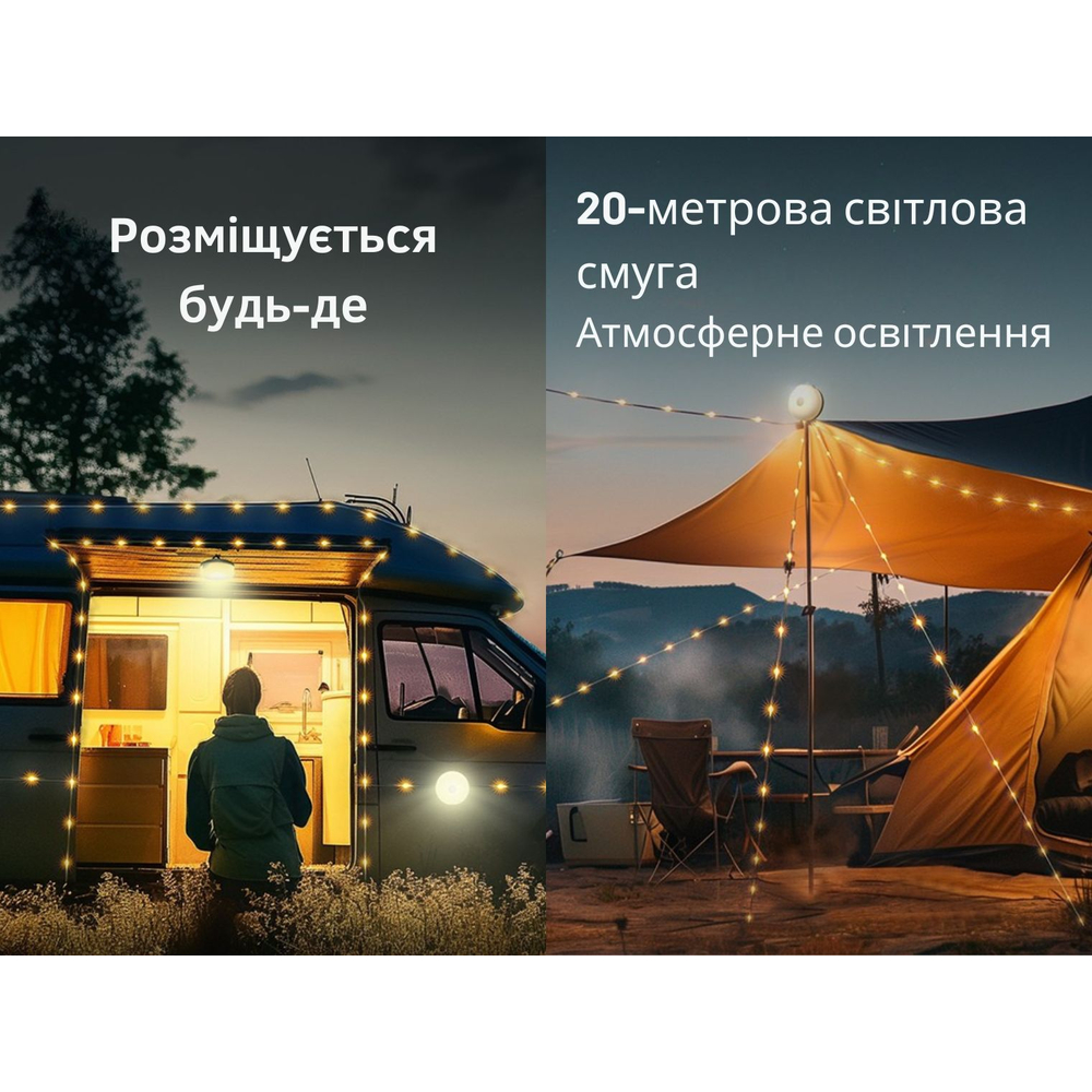 Кемпінговий ліхтар-гірлянда NexTool Milky Way - GW20, біла (20 метрів)