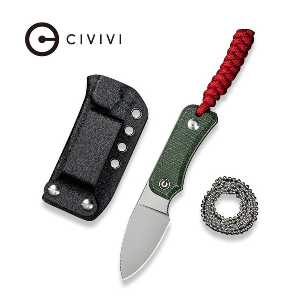 Ніж фіксований кишеньковий Civivi Baby Banter, (6.1 см) Nitro-V / Micarta темно-зелений з чохлом