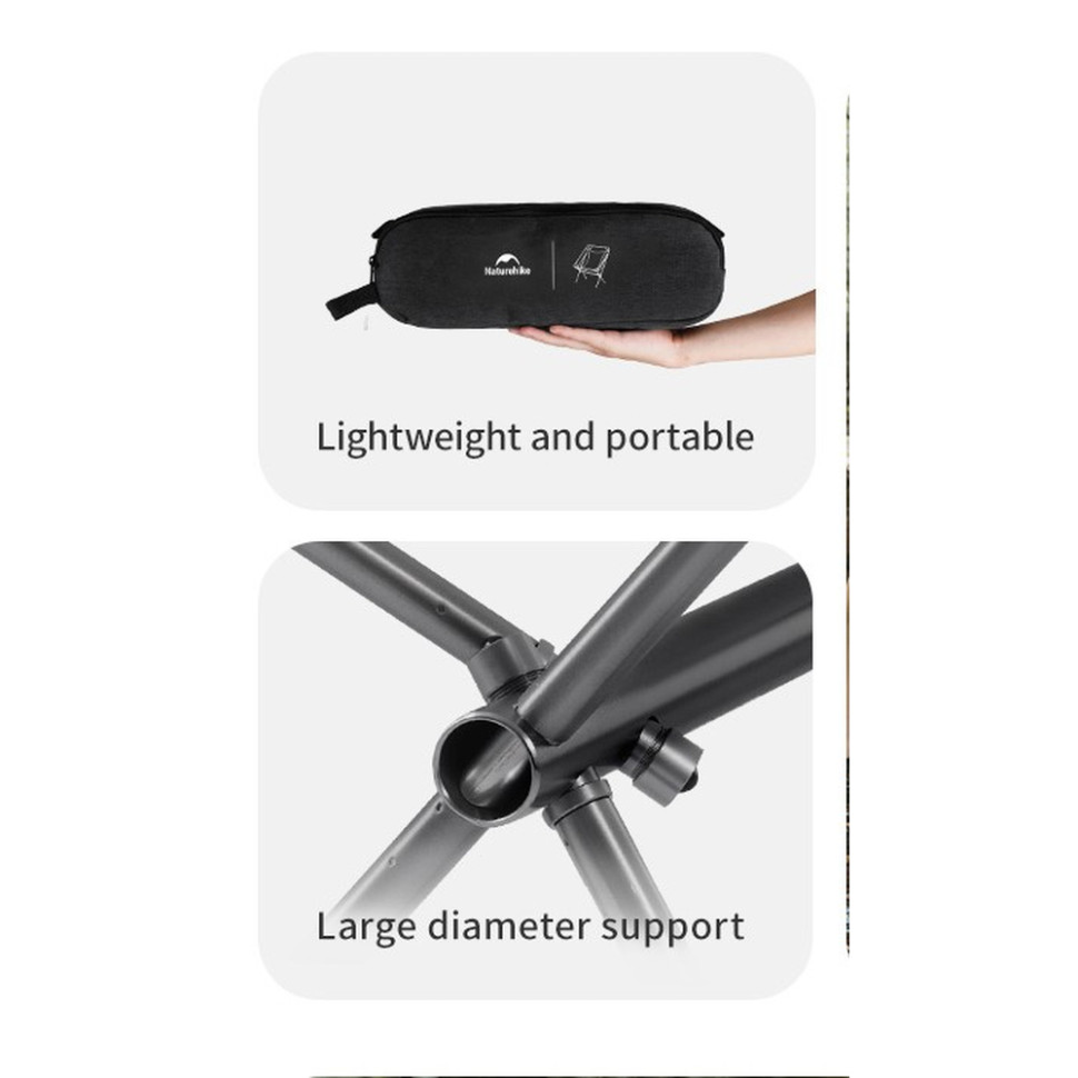 Стул складной ультралегкий Naturehike Stellaluna L04 CNK2450JJ015, размер М, алюминий, серый