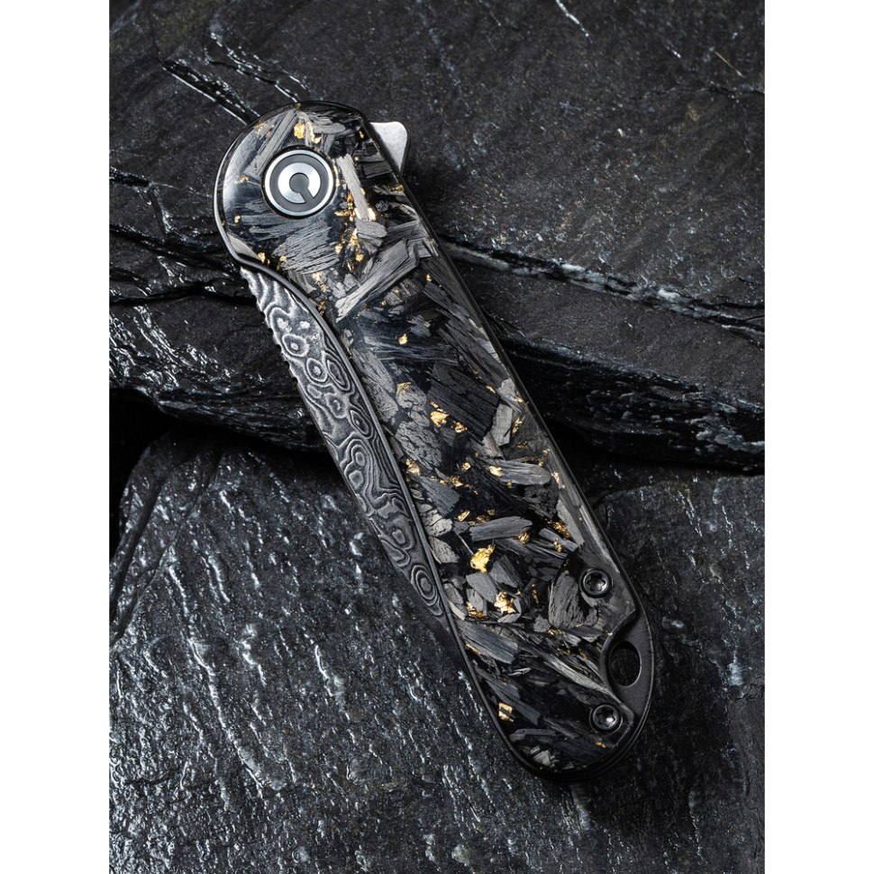 Нож складной карманный Civivi Elementum, (7.5 см) Damascus / Carbon Fiber серый