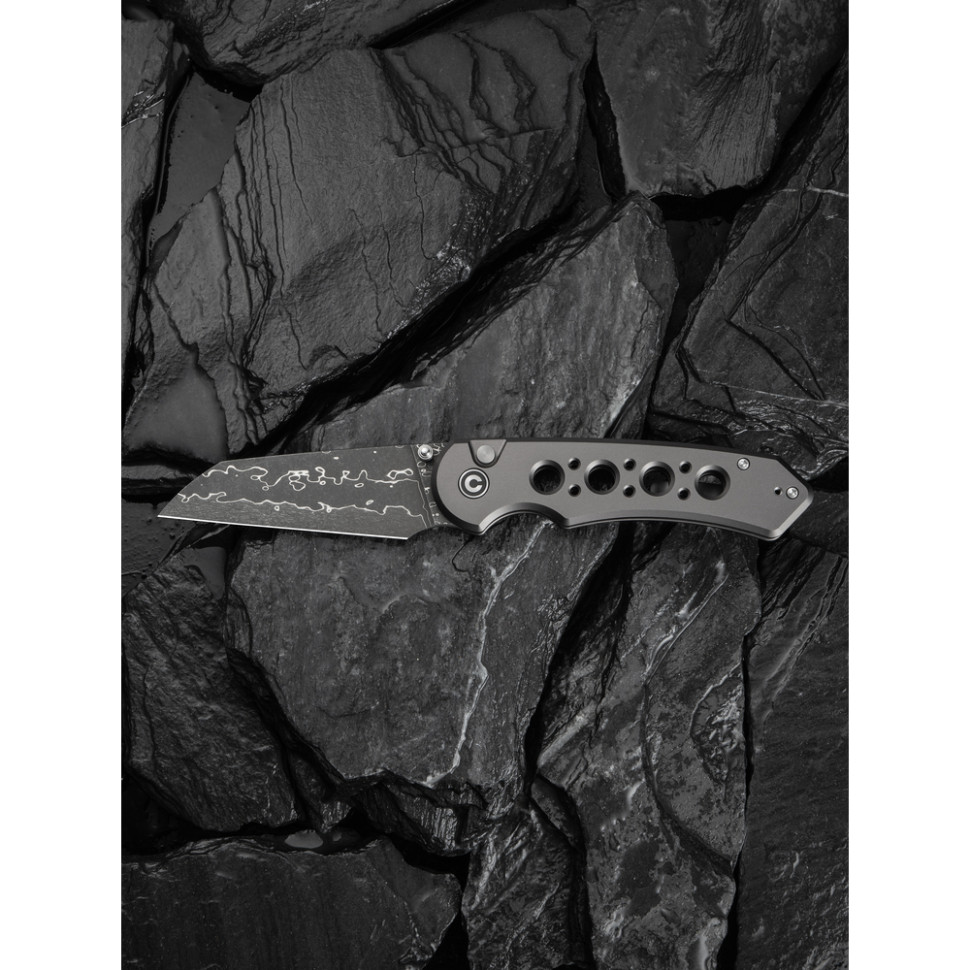 Ніж складаний туристичний Civivi Pragma Prime, (8.9 см) Damascus / Aluminum сірий, фото 17