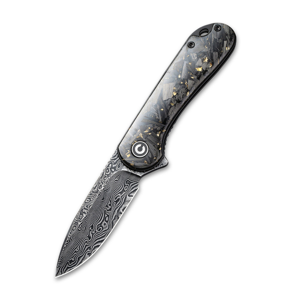 Ніж складаний кишеньковий Civivi Elementum, (7.5 см) Damascus / Carbon Fiber сірий