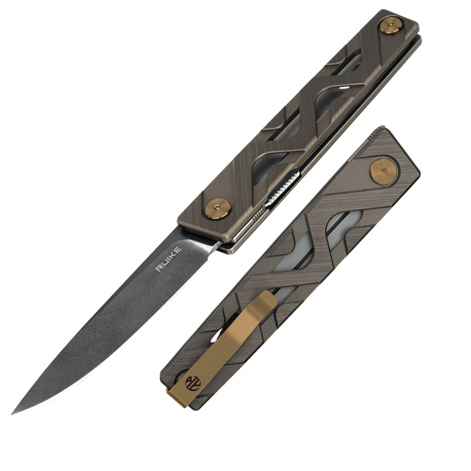 Нож складной туристический Ruike P878-AK, (8.7 см) 14C28N / 6063Aluminum серый