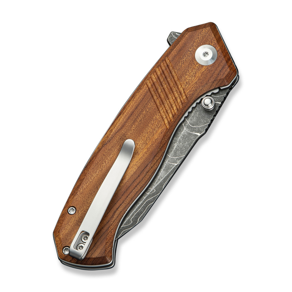 Нож складной туристический Civivi Placoid, (9.3 см) Damascus / Guibourtia Wood