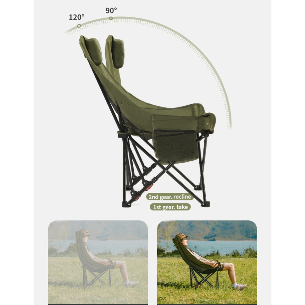 Стілець складаний Naturehike Sea Star 002 CNK2550JJ019, вуглецева сталь, олива