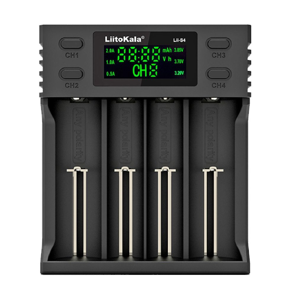 Зарядний пристрій Liitokala Lii-S4, 4 канала, Ni-Mh/Li-ion/LiFePo4, USB, LCD, Box
