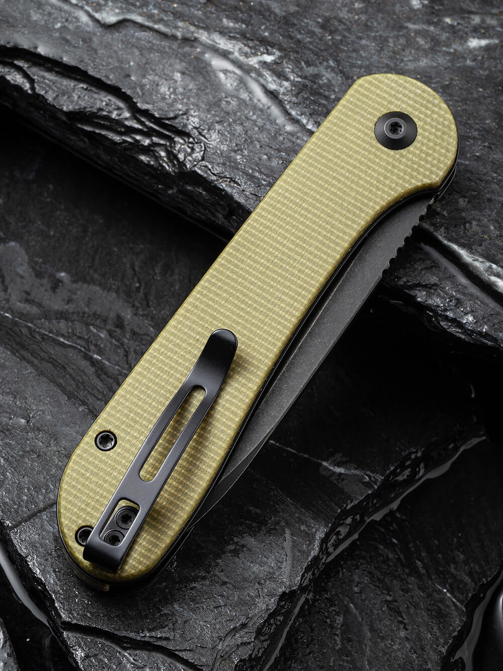 Нож складной туристический Civivi Elementum Pocket, (8.9 см) 14C28N / Micarta оливковый