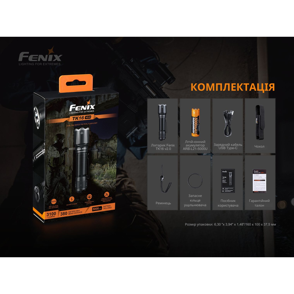 Ліхтар ручний Fenix TK16 V2.0, зелений, фото 19