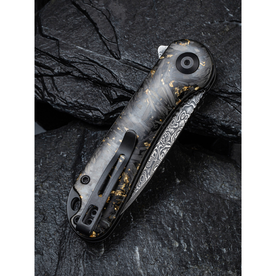 Нож складной карманный Civivi Elementum, (7.5 см) Damascus / Carbon Fiber серый