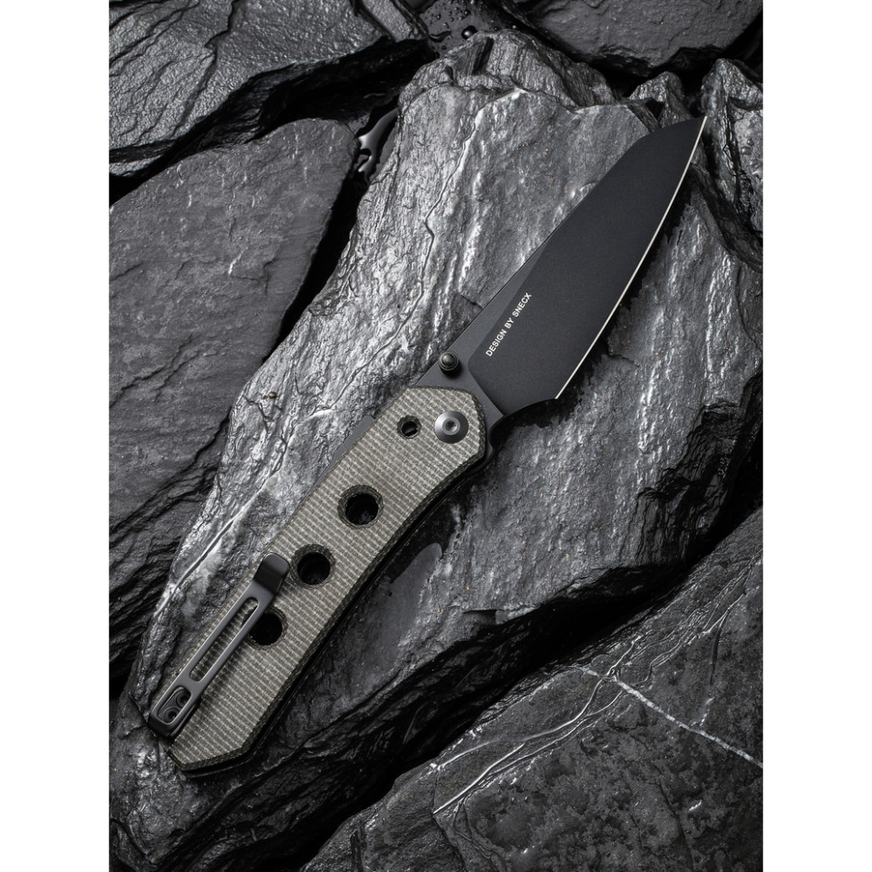 Нож складной туристический Civivi Vision FG, (8.9 см) Nitro-V / Micarta темно-серый
