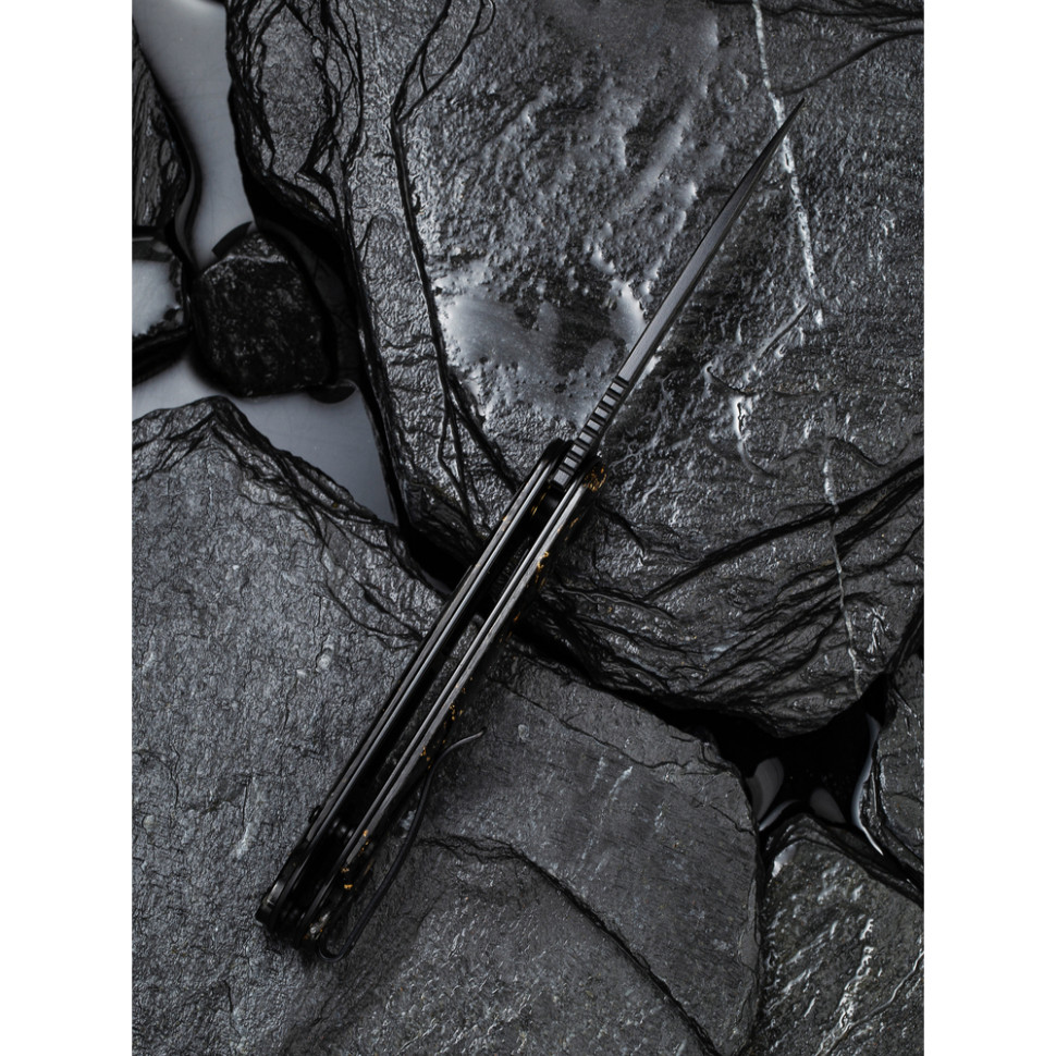 Нож складной карманный Civivi Elementum, (7.5 см) Damascus / Carbon Fiber серый