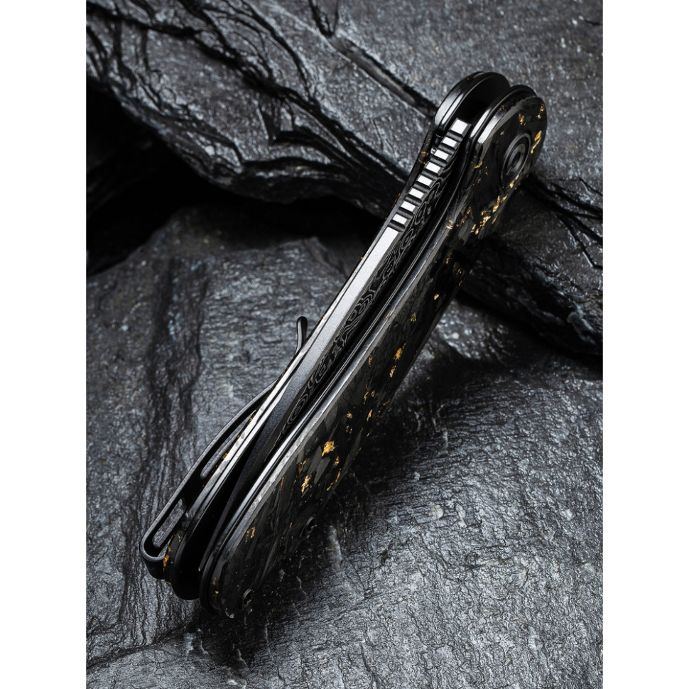 Нож складной карманный Civivi Elementum, (7.5 см) Damascus / Carbon Fiber серый