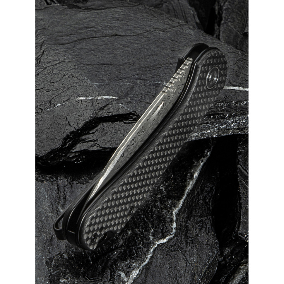 Нож складной карманный Civivi Elementum Slip Joint, (7.5 см) Damascus / Carbon Fiber серый