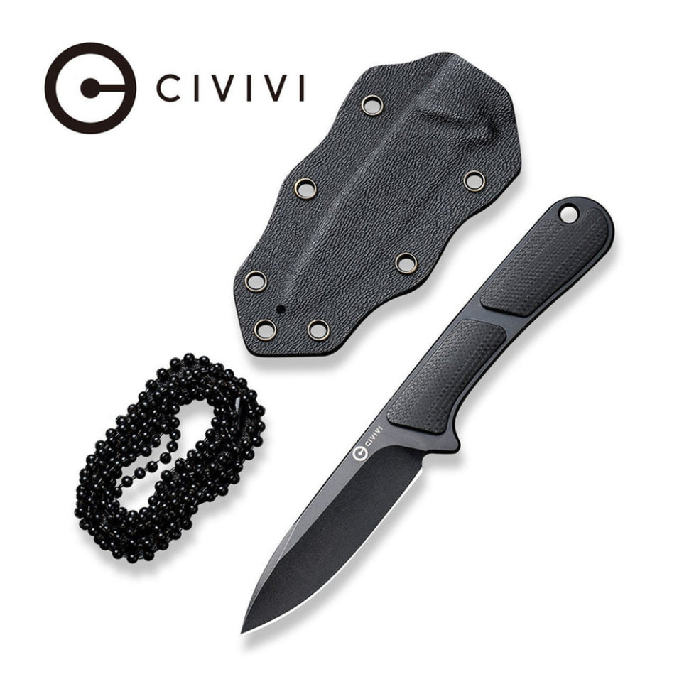 Ніж фіксований кишеньковий Civivi Mini Elementum, (5.7 см) Nitro-V / G10 чорний з чохлом