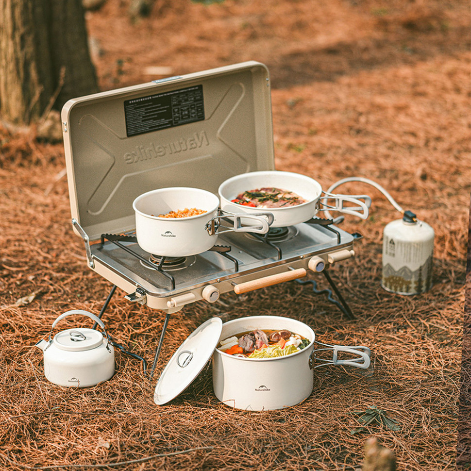 Сковорідка зі складаною ручкою Naturehike CNK2450CF013, 17,5 см, алюміній, біла