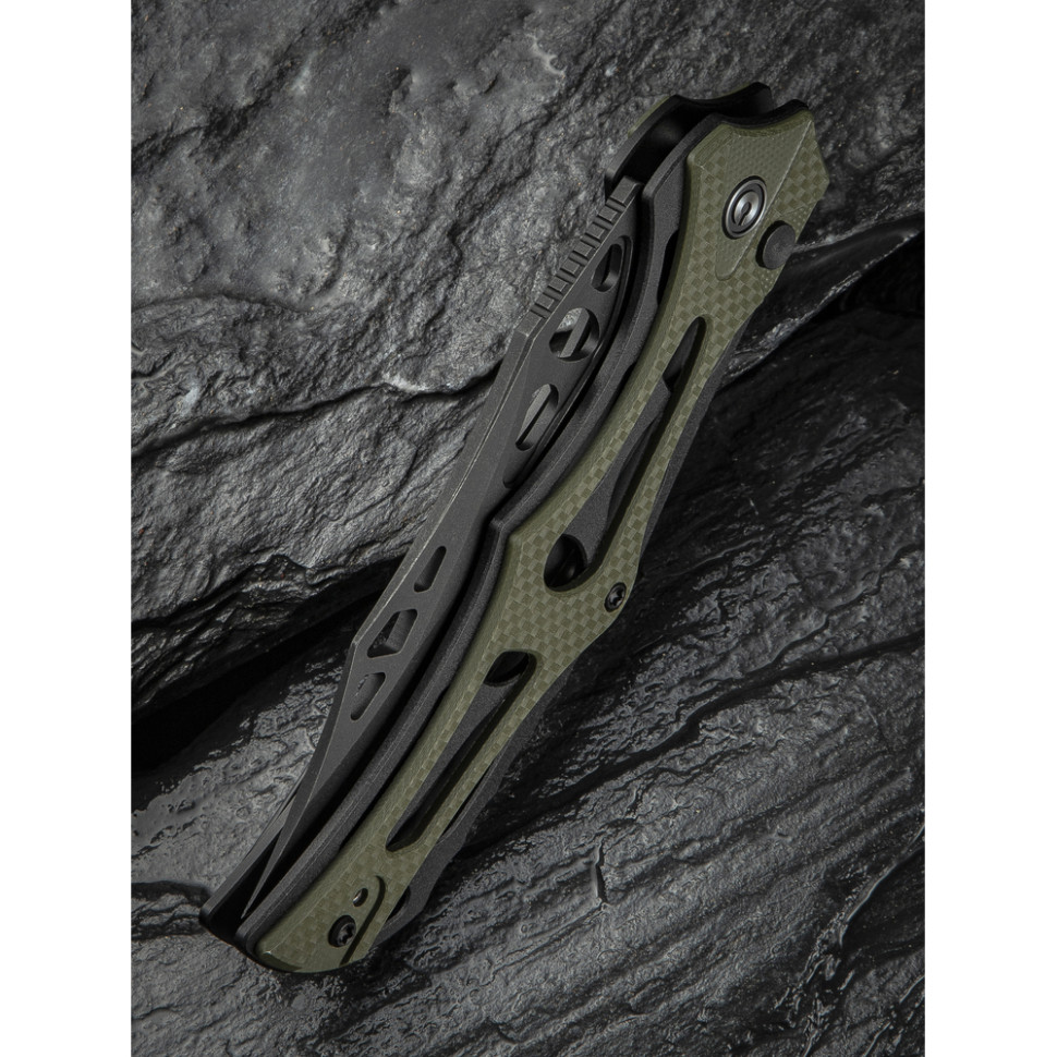 Ніж складаний туристичний Civivi Biophase, (8.9 см) Nitro-V / Aluminum & G10 чорно-зелений, фото 15