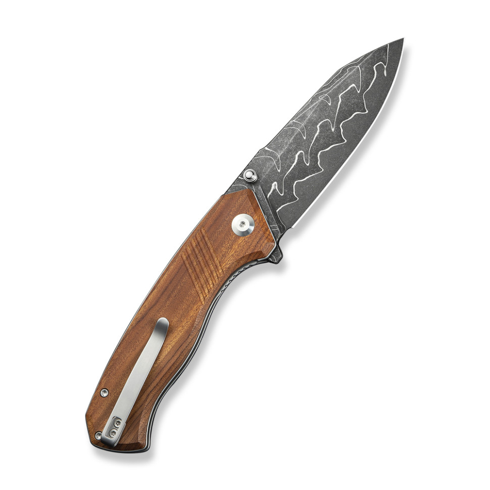 Нож складной туристический Civivi Placoid, (9.3 см) Damascus / Guibourtia Wood