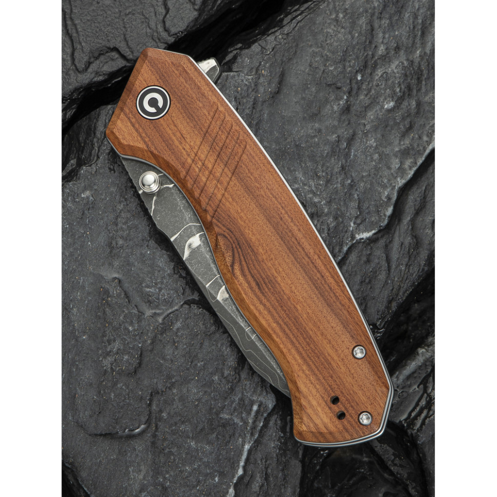 Нож складной туристический Civivi Placoid, (9.3 см) Damascus / Guibourtia Wood