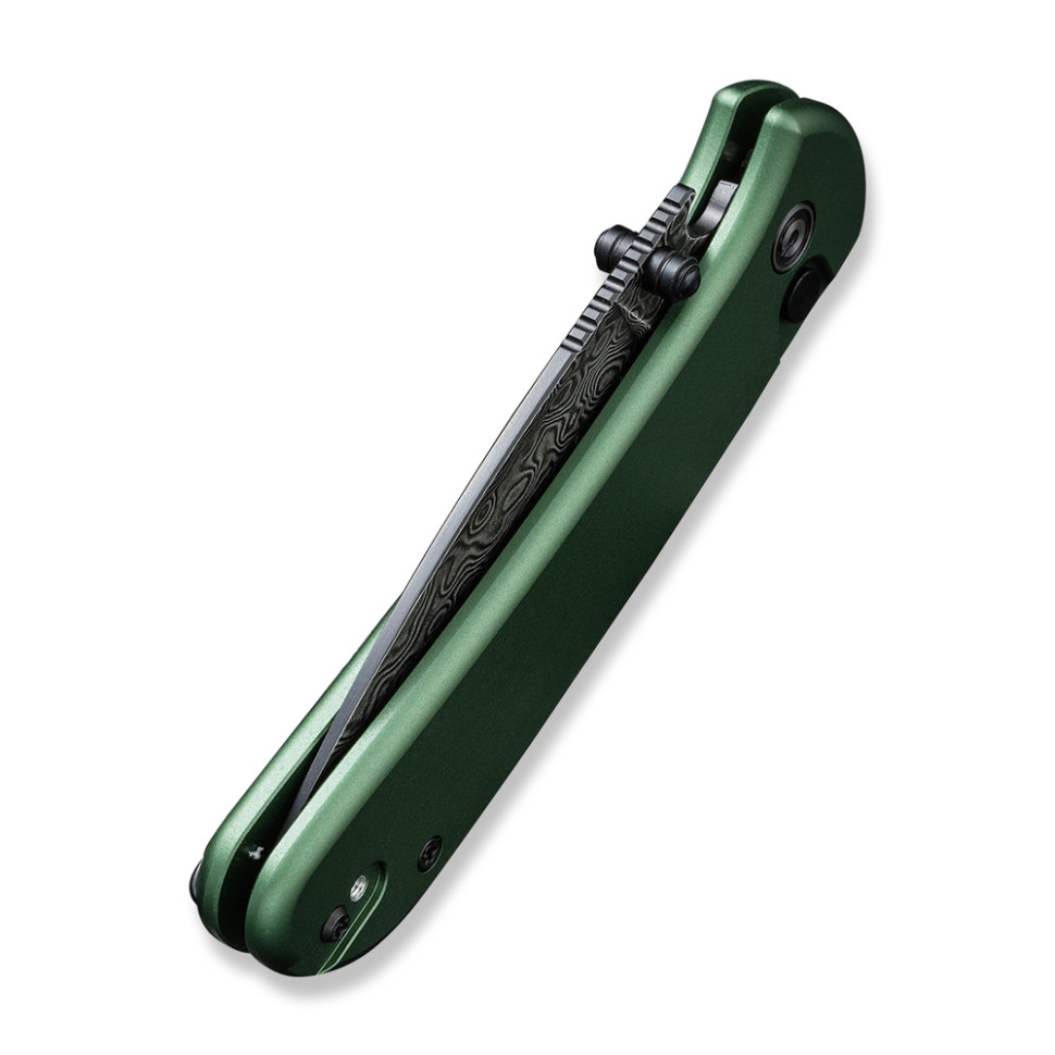 Ніж складаний кишеньковий Civivi Qubit, (7.6 см) Damascus / Aluminum темно-зелений, фото 6