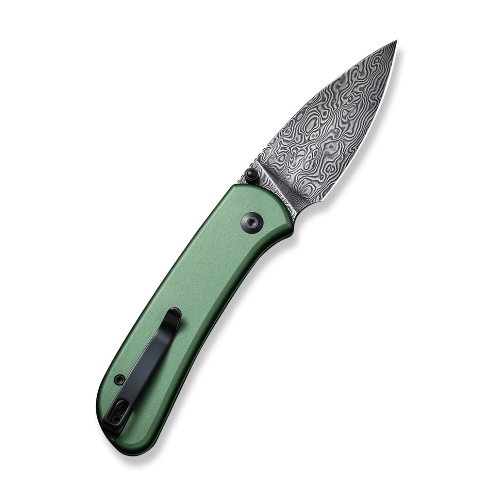 Ніж складаний кишеньковий Civivi Qubit, (7.6 см) Damascus / Aluminum темно-зелений, фото 2