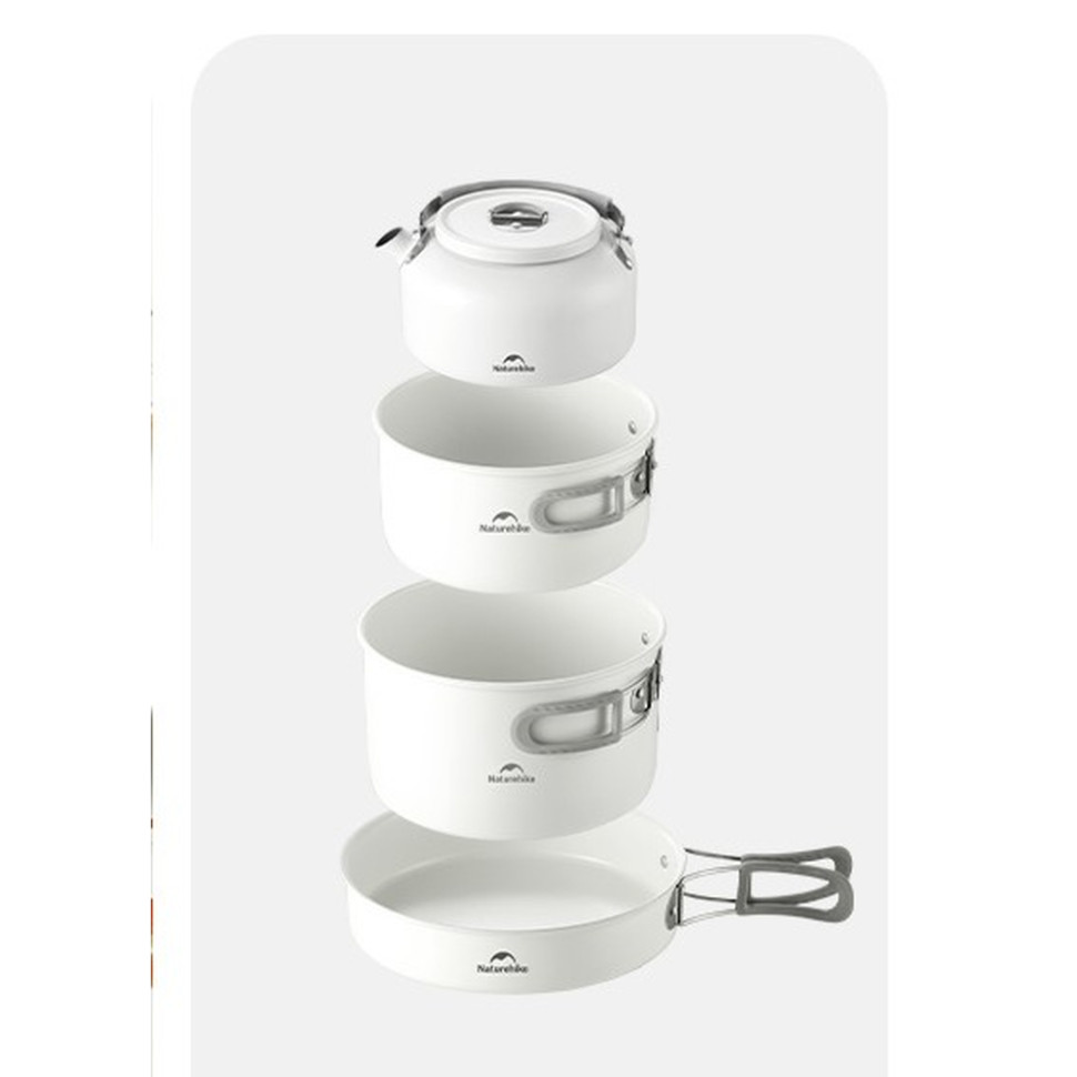 Сковорідка зі складаною ручкою Naturehike CNK2450CF013, 17,5 см, алюміній, біла