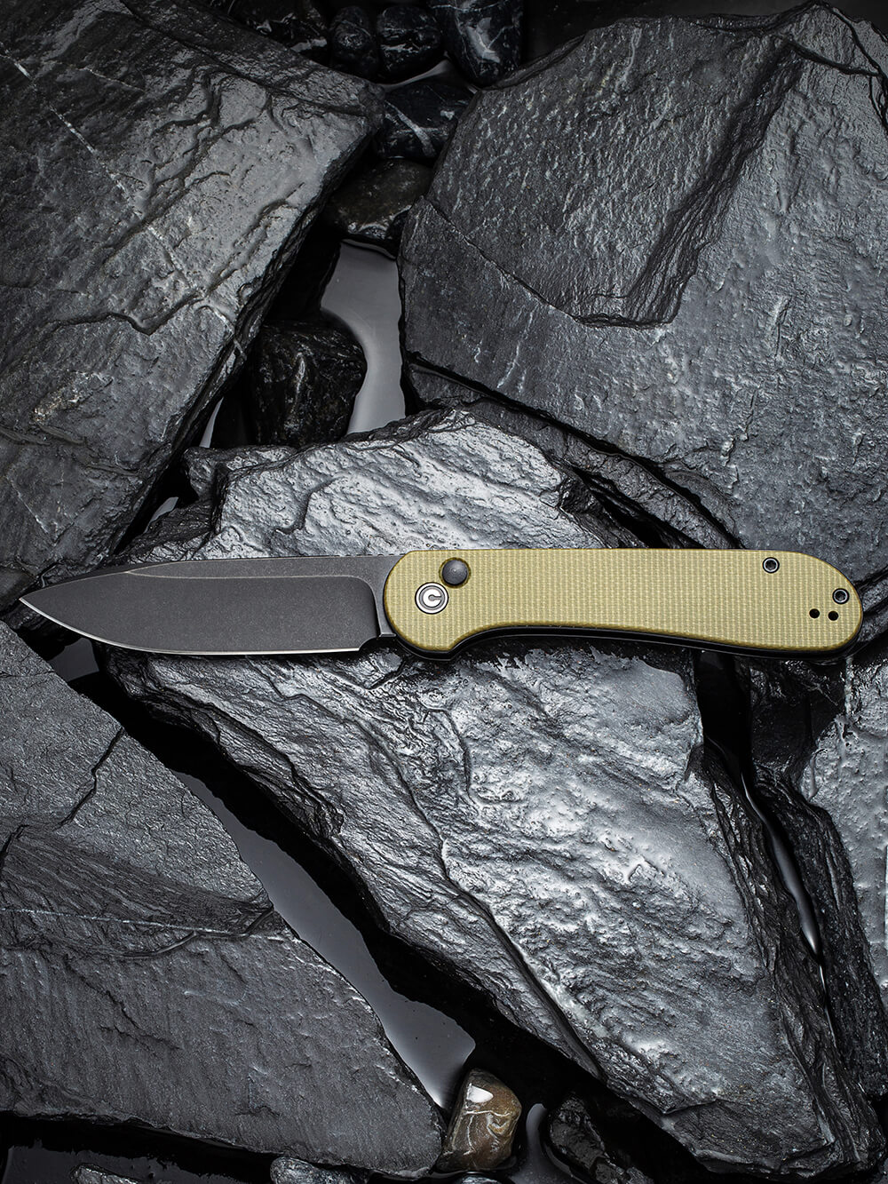 Нож складной туристический Civivi Elementum Pocket, (8.9 см) 14C28N / Micarta оливковый