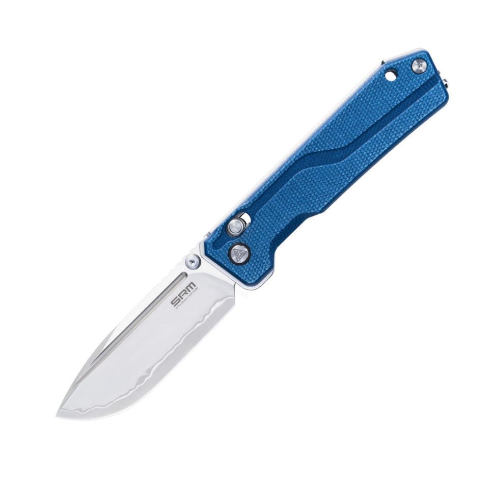 Ніж складаний туристичний SRM Rubik 7228B-ME2 14C28N / Micarta блакитний