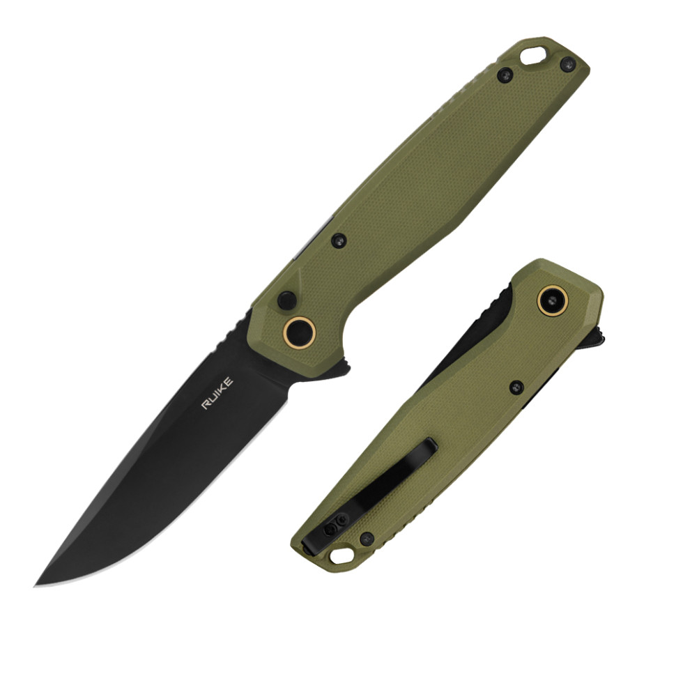 Нож складной туристический Ruike P873-G, (8.8 см)14C28N / G10 зеленый