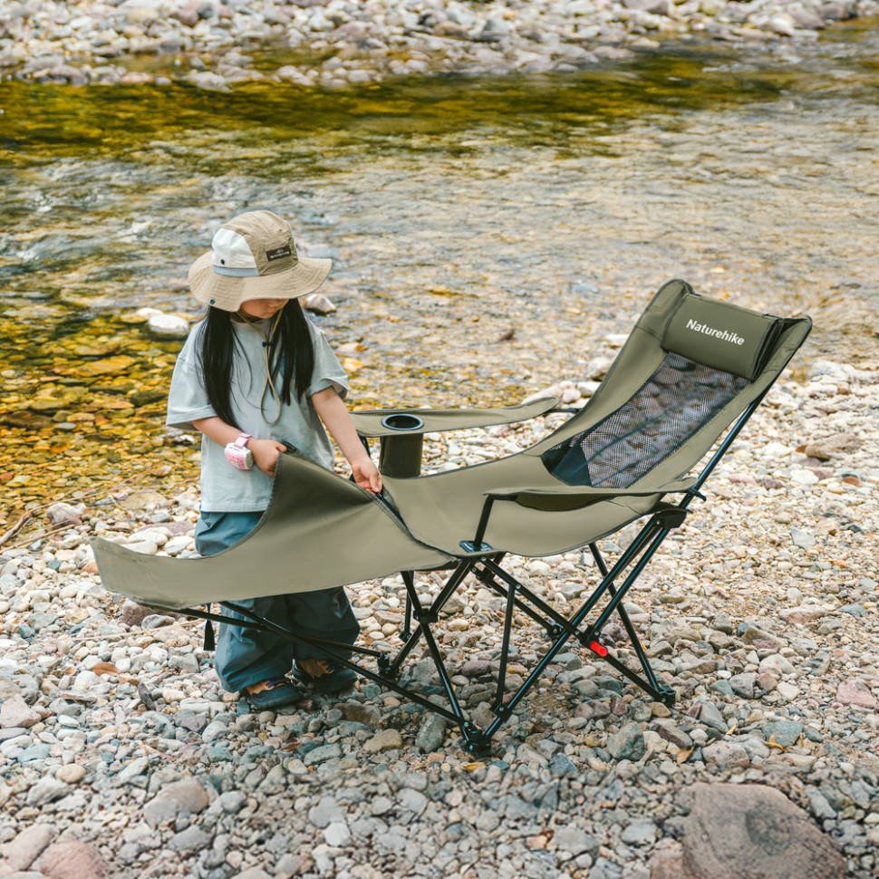 Крісло-шезлонг складане Naturehike CNK2550JJ023 Nightfall T05, сталь, оливкове