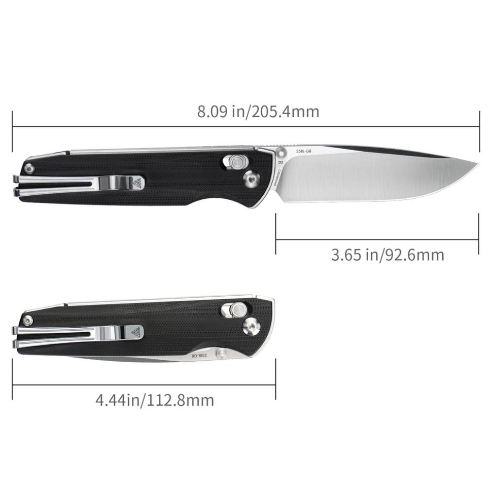 Ніж складаний туристичний SRM Terrier 258L-GB (9.3 см) D2 / G10 чорний, фото 8