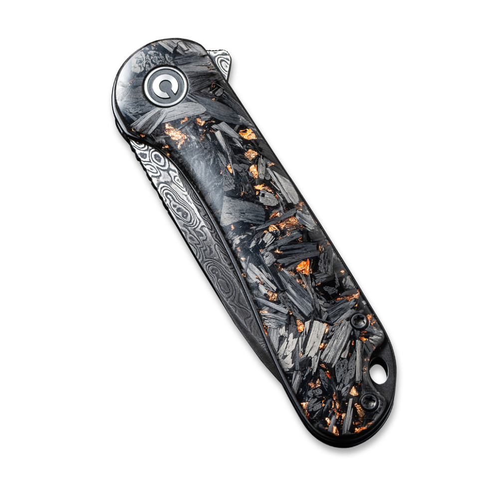 Нож складной карманный Civivi Elementum, (7.5 см) Damascus / Carbon Fiber черный