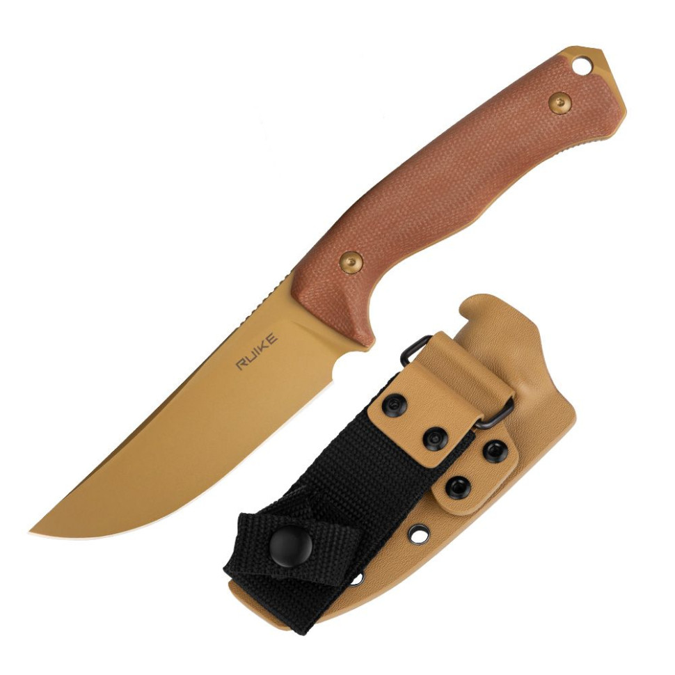 Нож охотничий с фиксированным клинком Ruike F186-MN, (11.8 см) D2 / Micarta коричневый