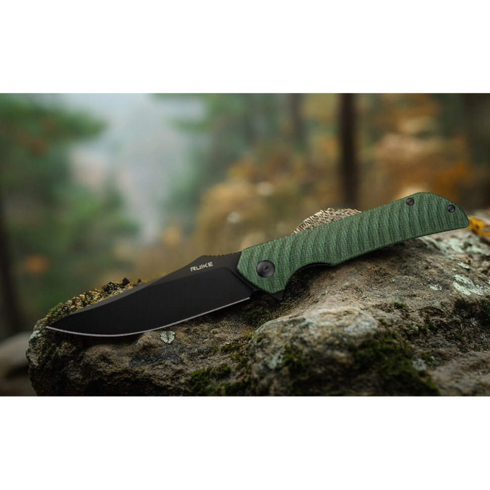 Нож складной туристический Ruike P123-MG, (9.2 см) 14C28N / мікарта темно-зелений