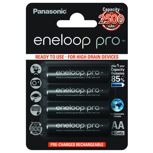 Аккумулятор Panasonic Eneloop Pro, AA/(HR6), 2500mAh, LSD Ni-MH, блистер 4шт