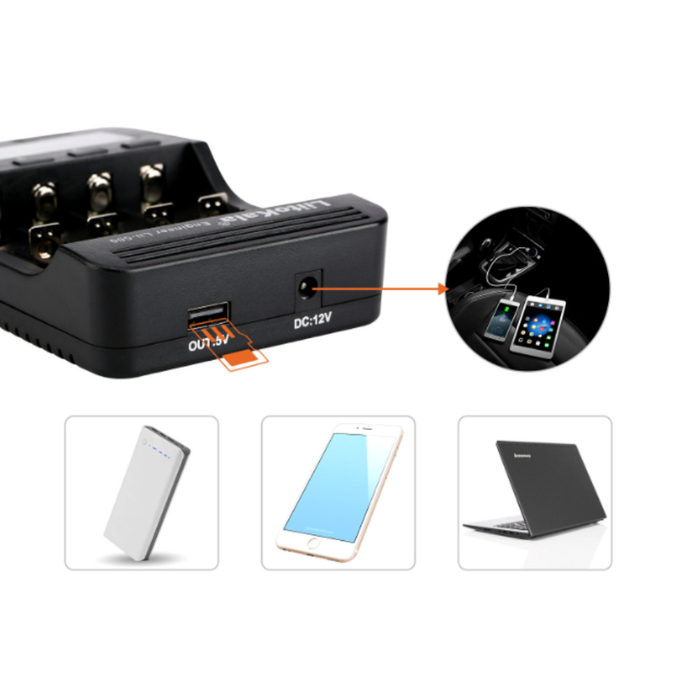 Зарядний пристрій Liitokala Lii-500, 4 канала, Ni-Mh/Li-ion, 220V/12V, Powerbank, Test, LCD, Box — фото 4