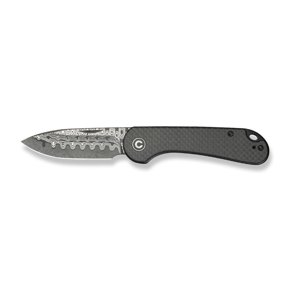 Нож складной карманный Civivi Elementum Slip Joint, (7.5 см) Damascus / Carbon Fiber серый