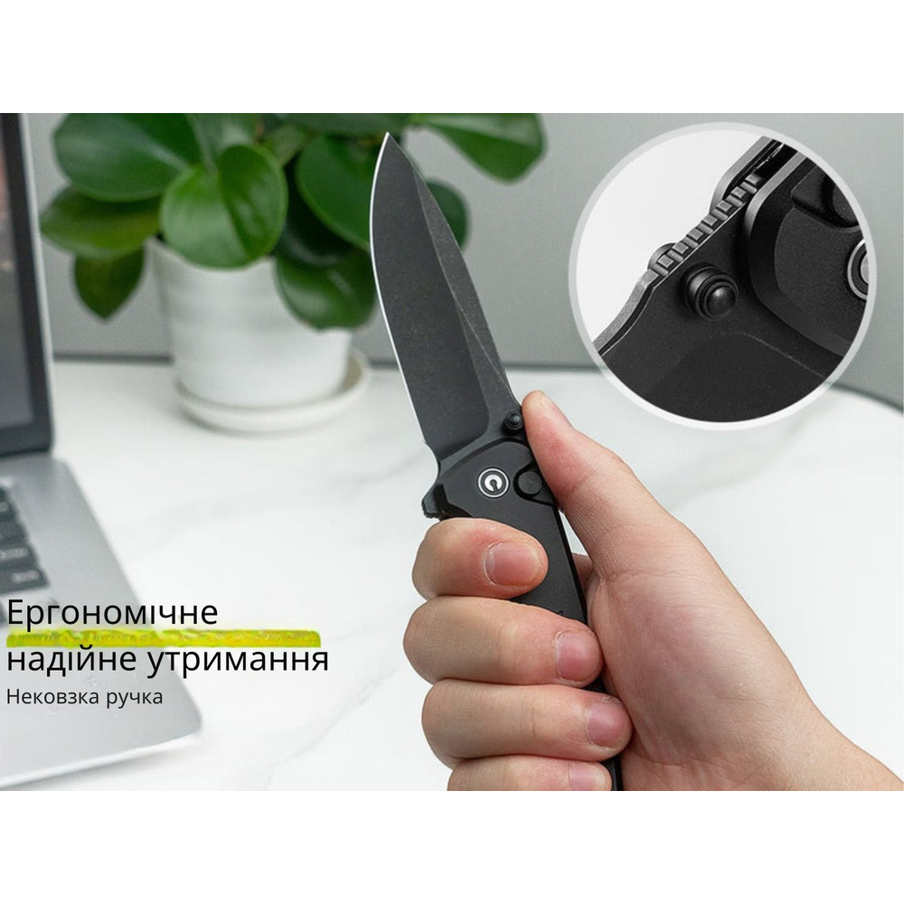 Ніж складаний туристичний Civivi Hyperpulse, (8.9 см) 14C28N / Aluminum чорний, фото 13