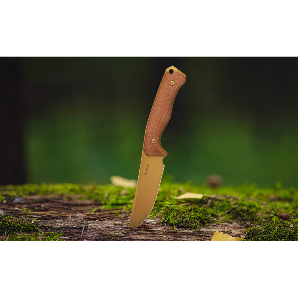 Нож охотничий с фиксированным клинком Ruike F186-MN, (11.8 см) D2 / Micarta коричневый