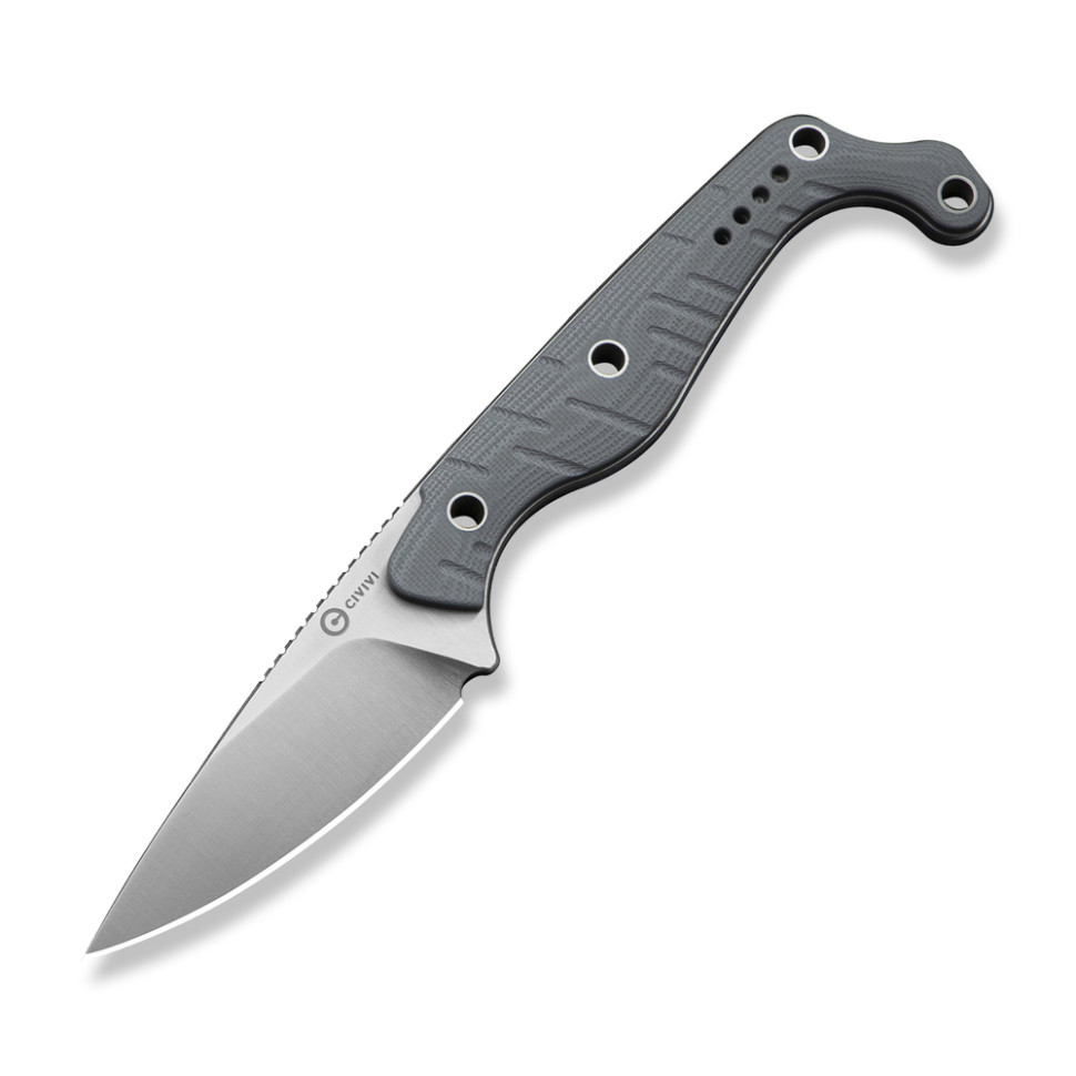 Ніж фіксований кишеньковий Civivi Sokn, (7.2 см) Nitro-V / G10 сірий з чохлом
