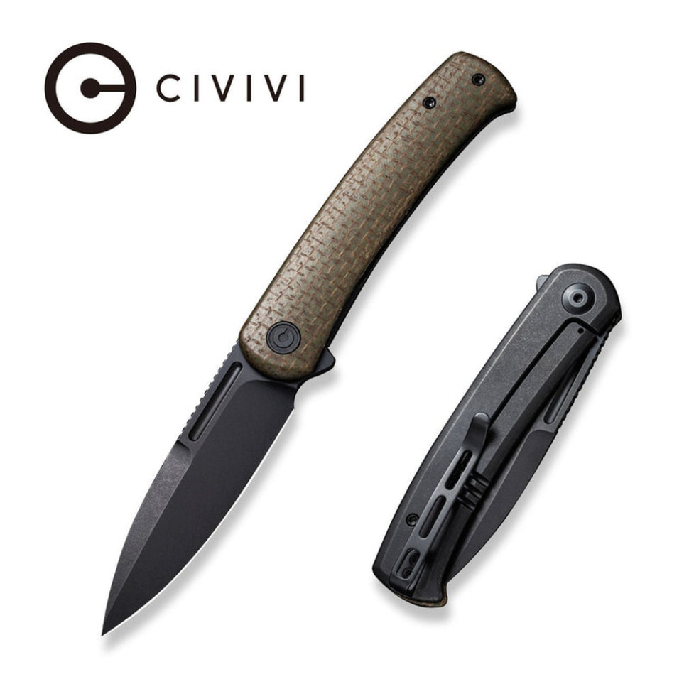 Нож складной туристический Civivi Cetos, (8.8 см) 14C28N / Micarta & Stainless коричневый