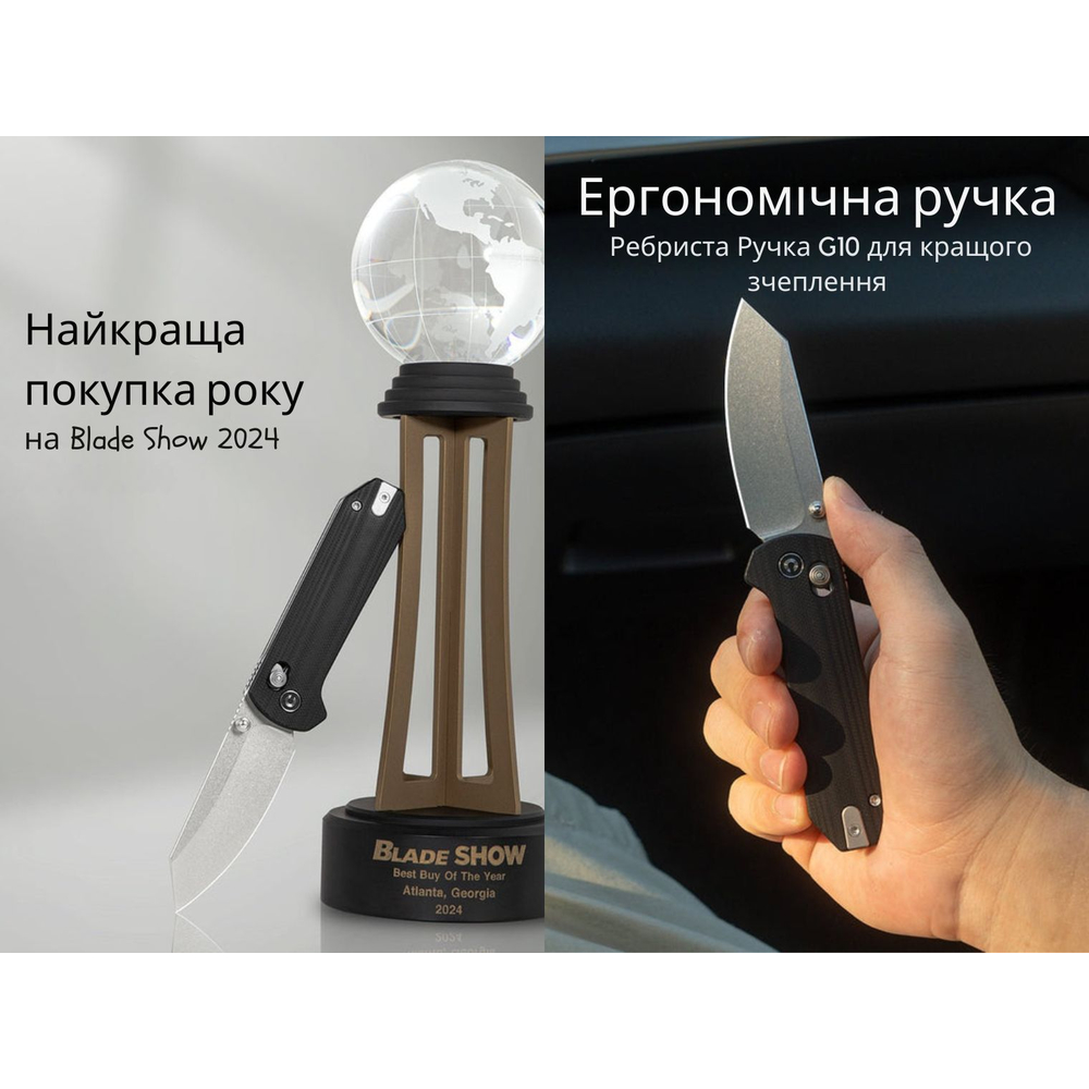 Ніж складаний кишеньковий Civivi Yonder, (7.3 см) 14C28N / G10 чорний, фото 11