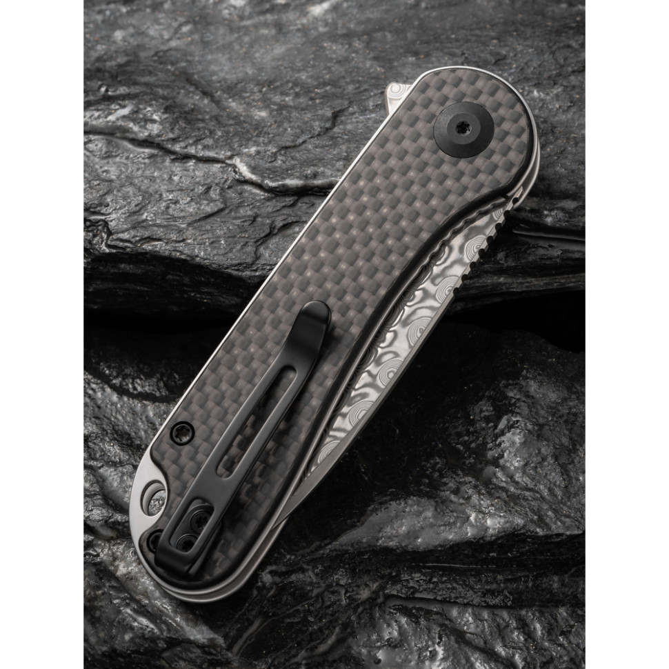 Ніж складаний кишеньковий Civivi Elementum, (7.5 см) Damascus / Carbon Fiber & G10