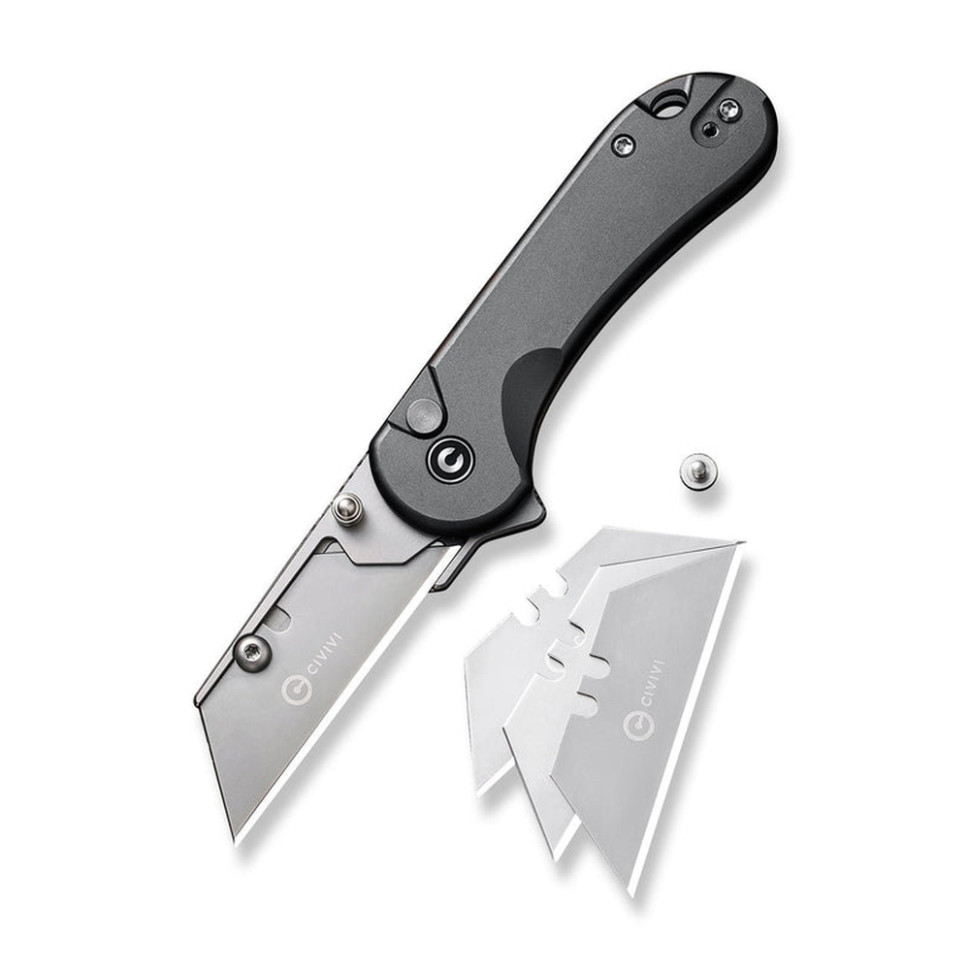Ніж трапеція складаний кишеньковий Civivi Elementum Utility, (5.8 см) 6Cr13 / Aluminum сірий