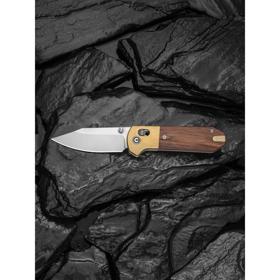 Нож складной карманный Civivi Yonder Clip Point (7.3 см) 14C28N / Wood and Brass натуральний
