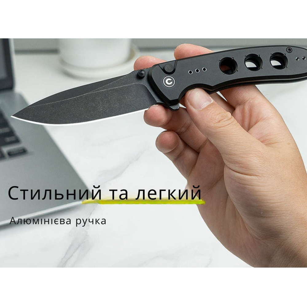 Ніж складаний туристичний Civivi Hyperpulse, (8.9 см) 14C28N / Aluminum чорний, фото 14