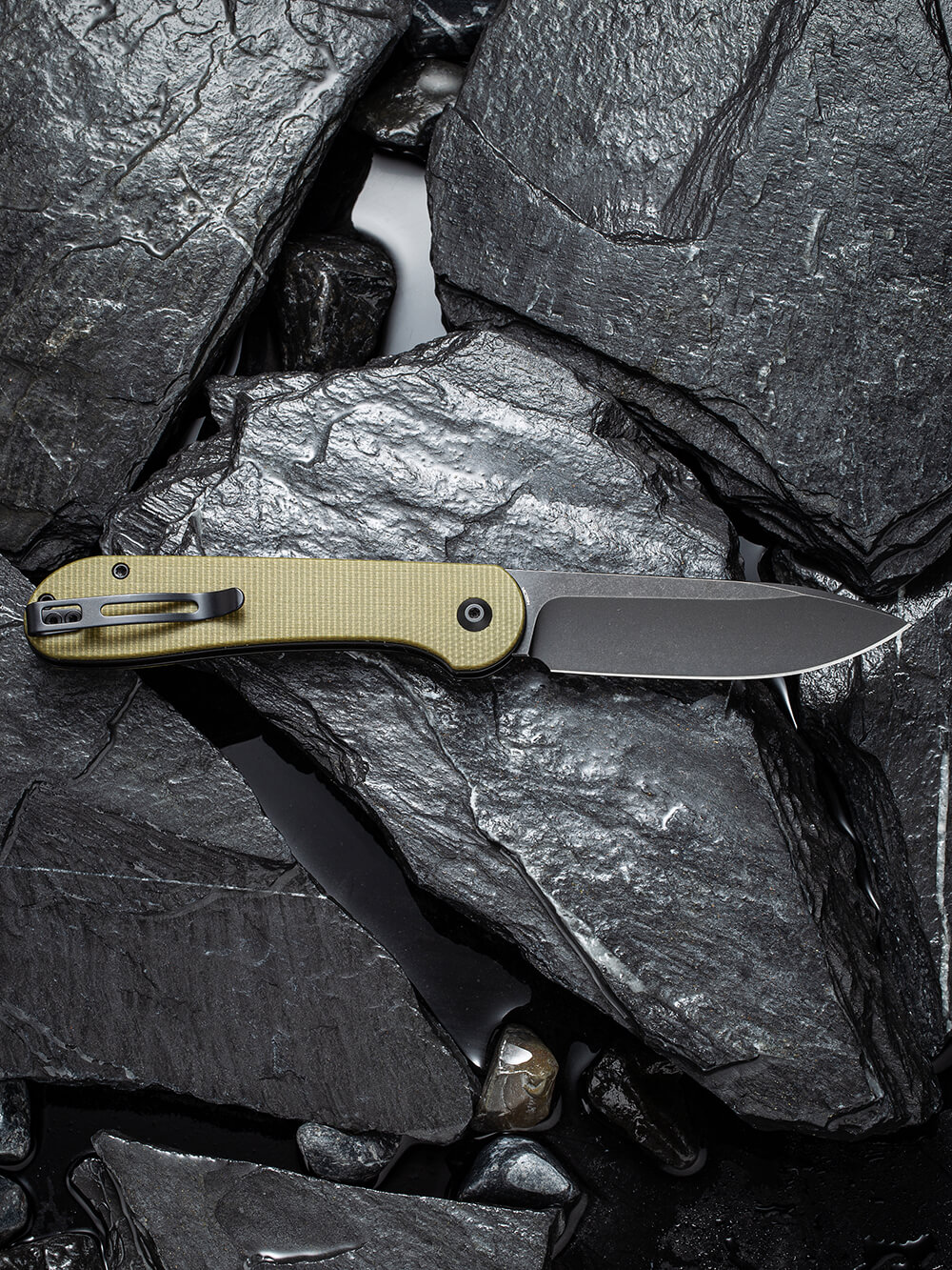 Нож складной туристический Civivi Elementum Pocket, (8.9 см) 14C28N / Micarta оливковый